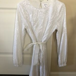 Jay Godfrey White Sequin Skater Dress
